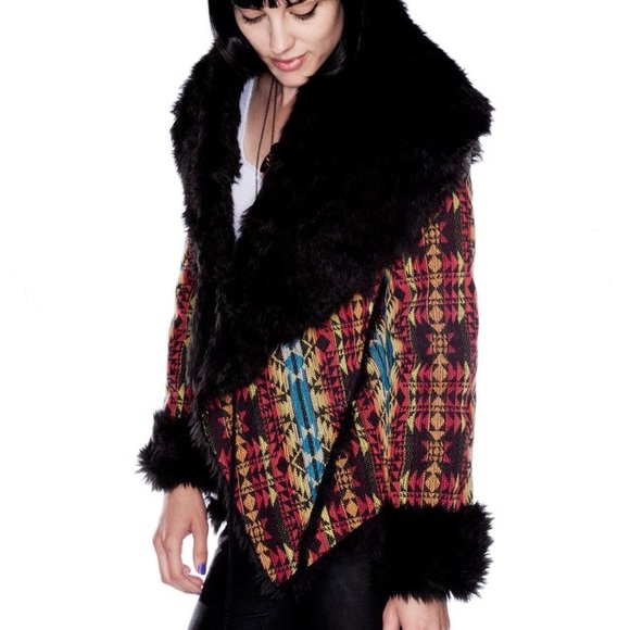UNIF geometric print faux fur lined jacket - Picture 3 of 4